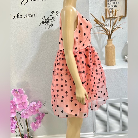Dusty Daze Pink & Black Polka Dot Dress Womens Size L Large Sleeveless Tutu - Picture 2 of 8
